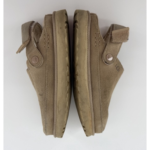 UGG Women's Size 8 Goldenstar Clogs Beige Sand Suede Slip On Slingback Shoes - Picture 6 of 6